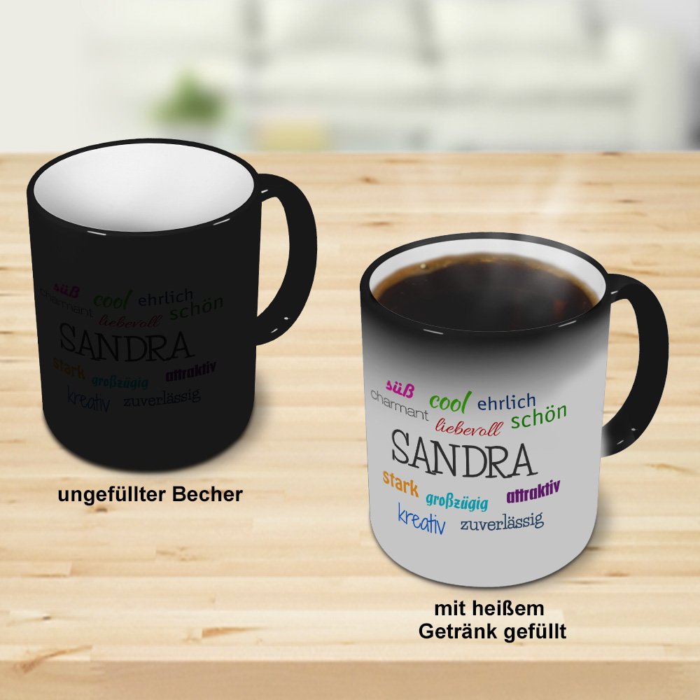 Personalisierte Tasse „Leg Dich Nicht Mit Sandra An“ – 325 Ml, Blau, Spülmaschinenfest