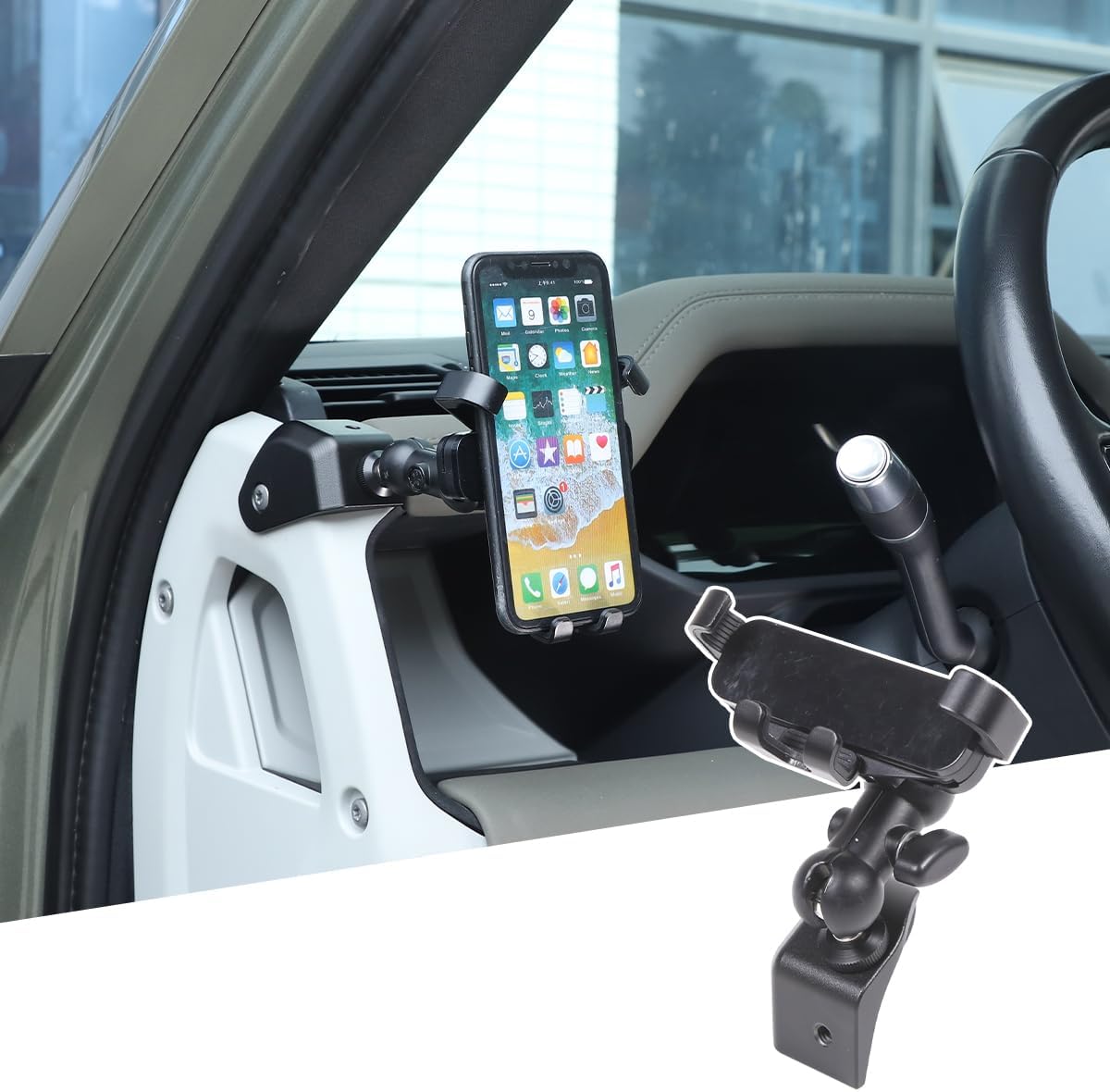 Alumium Alloy Dashboard Side Mobile Phone Holder Trim Compatible with Land Rover Defender 90 110 130 2020-2024 Car Central Control Car Phone Mount (Style B, Left)