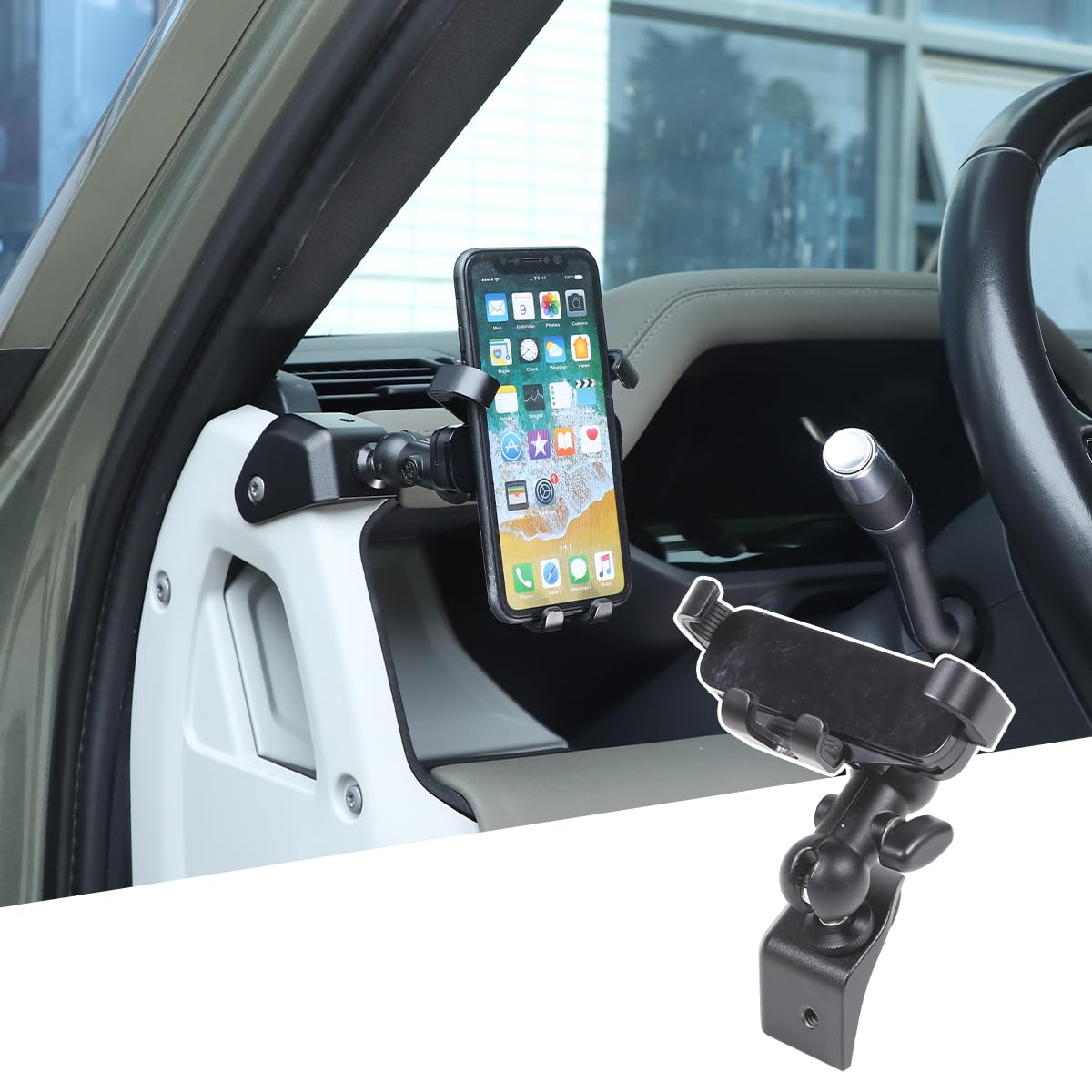 JONKOKO Alumium Alloy Dashboard Side Mobile Phone Holder Trim Compatible with Land Rover Defender 90 110 130 2020-2024 Car Central Control Car Phone Mount (Style B, Left)