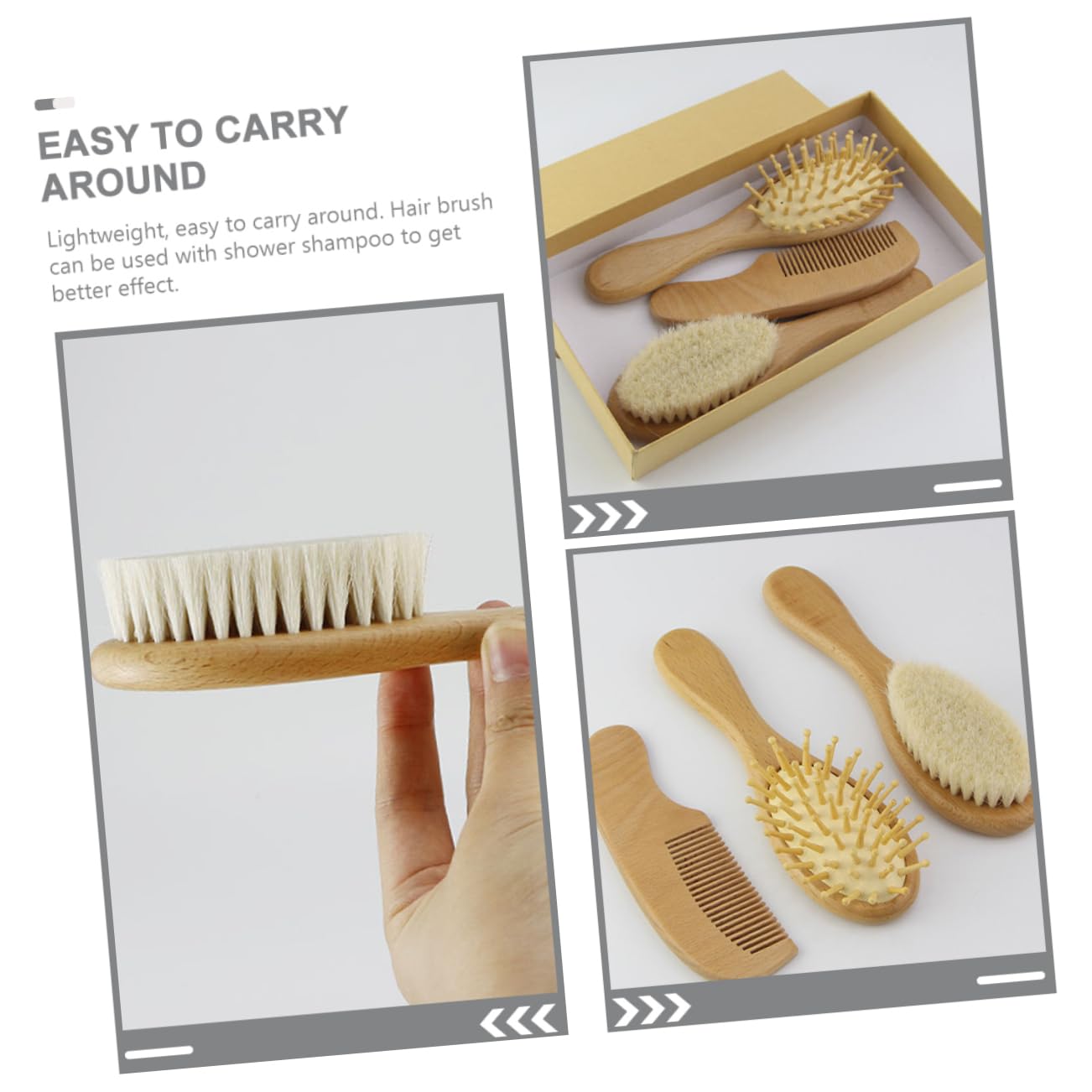 Cepillos Para Champú Madera Cepillo De Lana Para Recién Nacido Peine Para Cuidado Del Cabello Para Shower