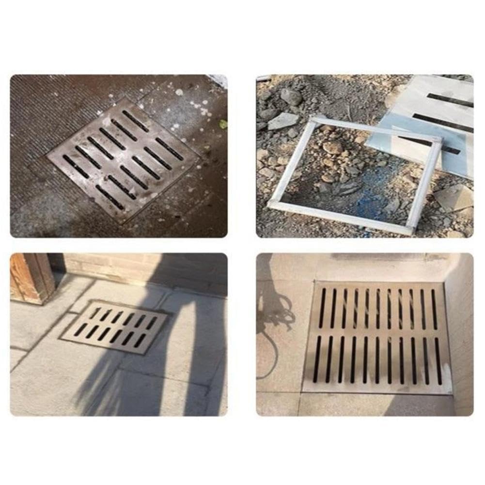 Grille de vidange extérieure en acier inoxydable, carrée, avec cadre, pour vidange de sol de patio (300 x 300 x 20 x 2 mm)