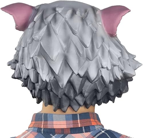 Miniatura 5 de Máscara de cabeza de jabalí Inosuke, asesino de demonios, juego de rol, máscaras de cosplay de cerdo aterrador para fiesta de Halloween, disfraz de