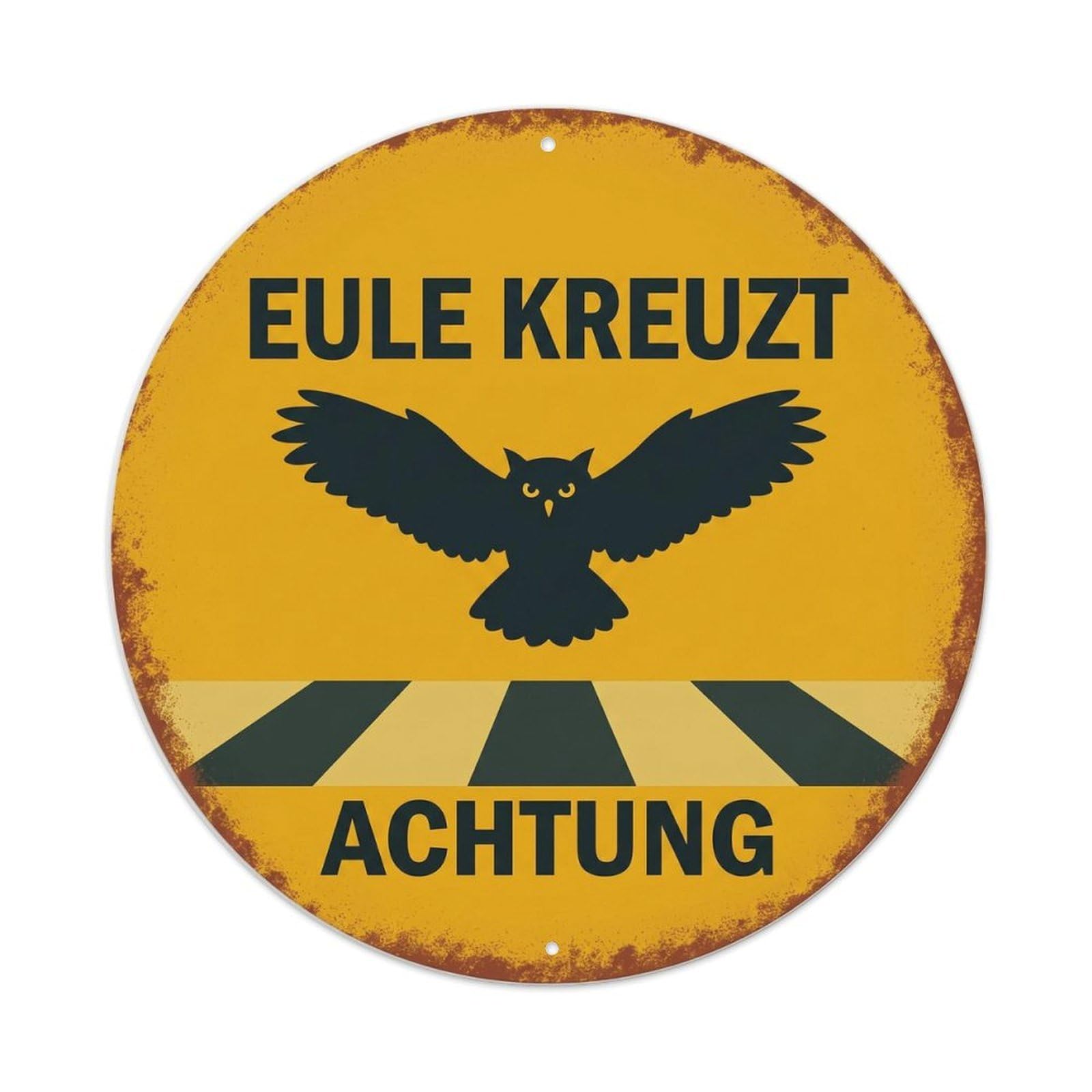 Metal Tin Sign Owl Crossing Night Watch Aged 1