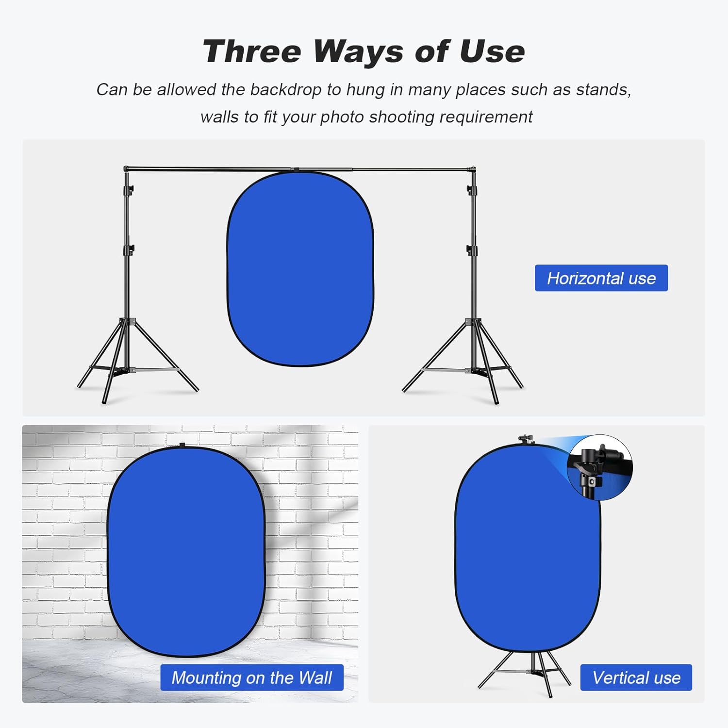 Soonpho 5x7ft/1.5x2m Collapsible Chromakey Backdrop, 2-in-1 Double-Sided Green and Blue Screen Panel Backdrop with 6.5ft/2m Light Stand, Reflector Clip and Clamps for Photo Studio Video Shooting
