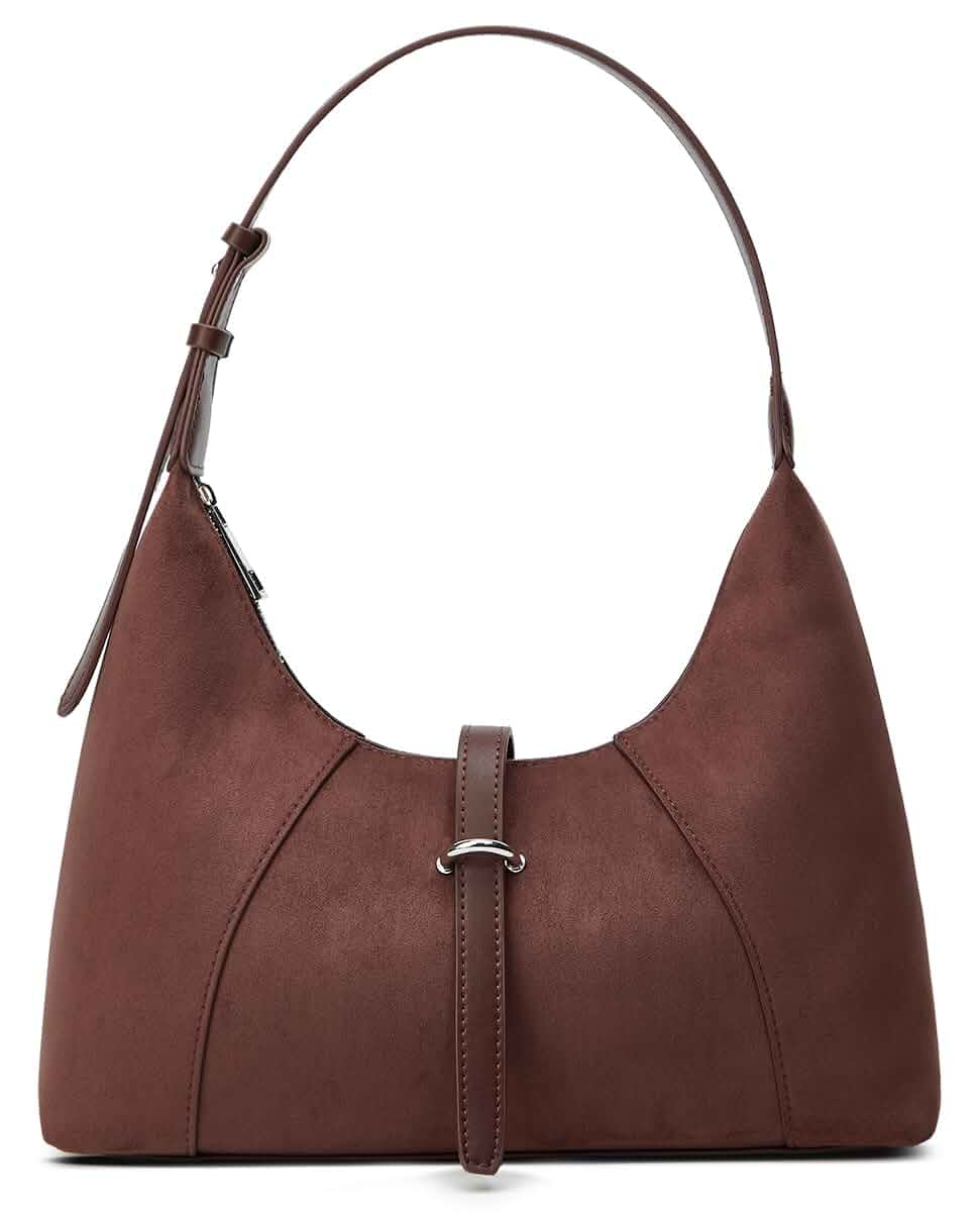 Womens Vintage Faux Suede Shoulder Bag Trendy Dumpling Crossbody Handbag Small Leather Tote Purse Commuter Satchels