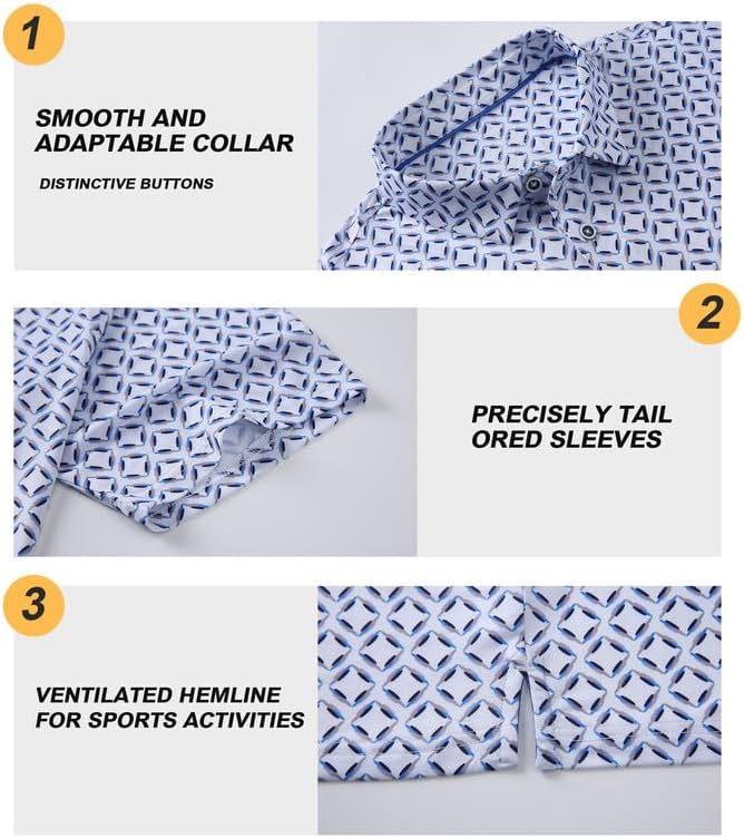 Damipow Premium Golf Shirts for Men Dry Fit Performance Polo Short Sleeve Collared Shirt - Image 3