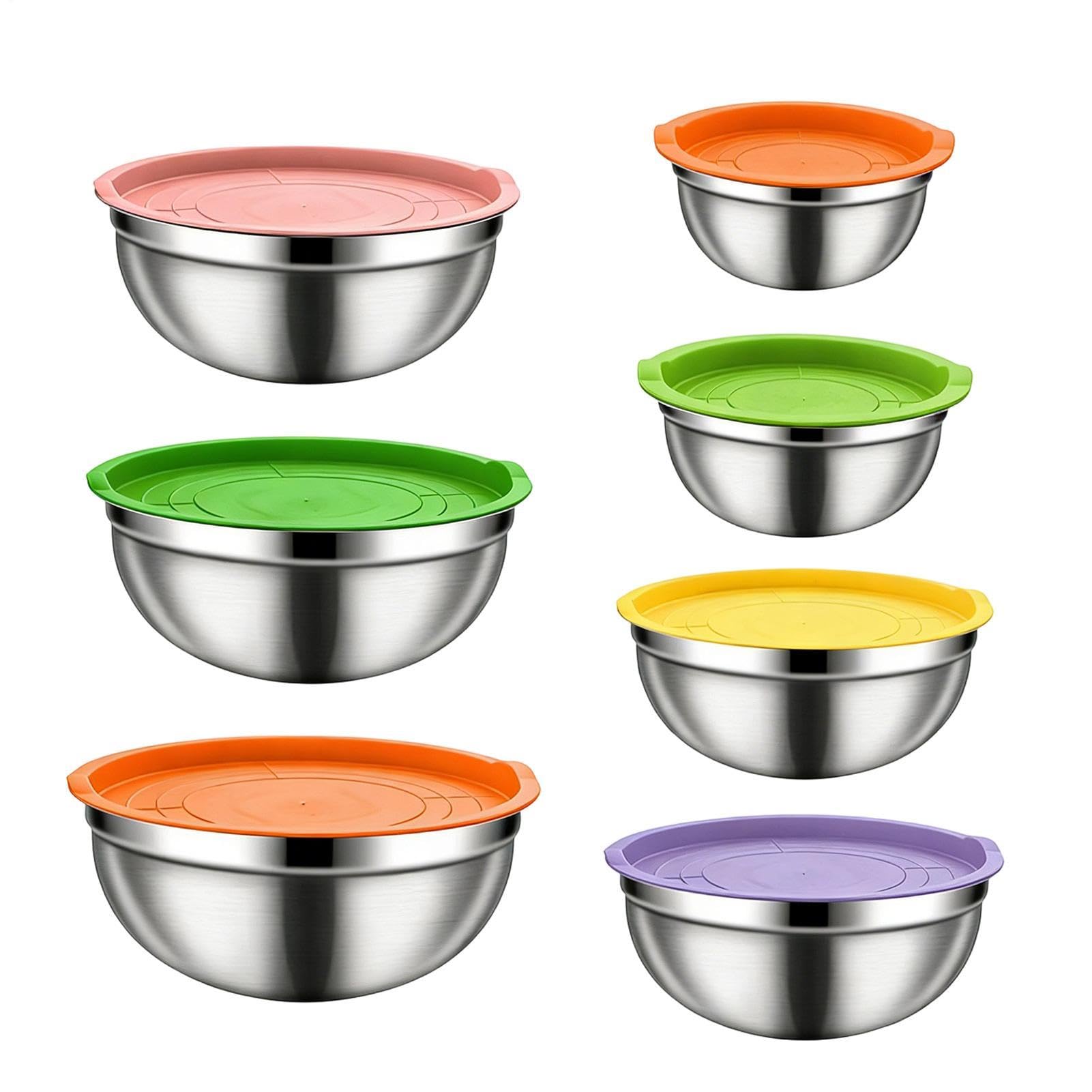 Generico Schüssel-Set mit Deckel, rutschfest, spülmaschinenfest und luftdicht, ideal für Salate, Müsli, Snacks, Eier, Gewürze, Gemüse, Obst
