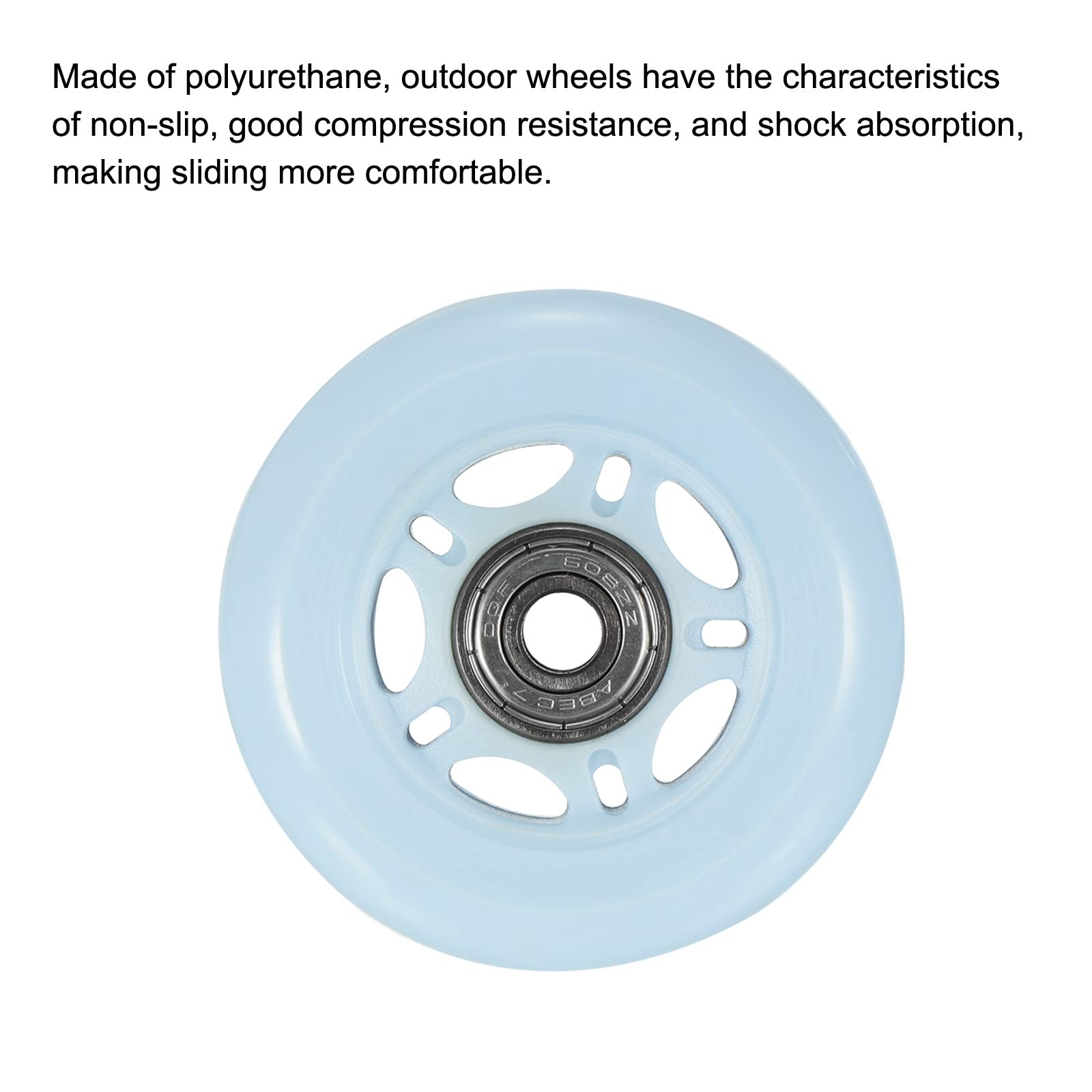 PATIKIL Lot de 8 roues de patins à roulettes en ligne avec roulements, 70 mm OD 82A, accessoires de rechange pour patins à roulettes à une rangée, intérieur ou extérieur, bleu