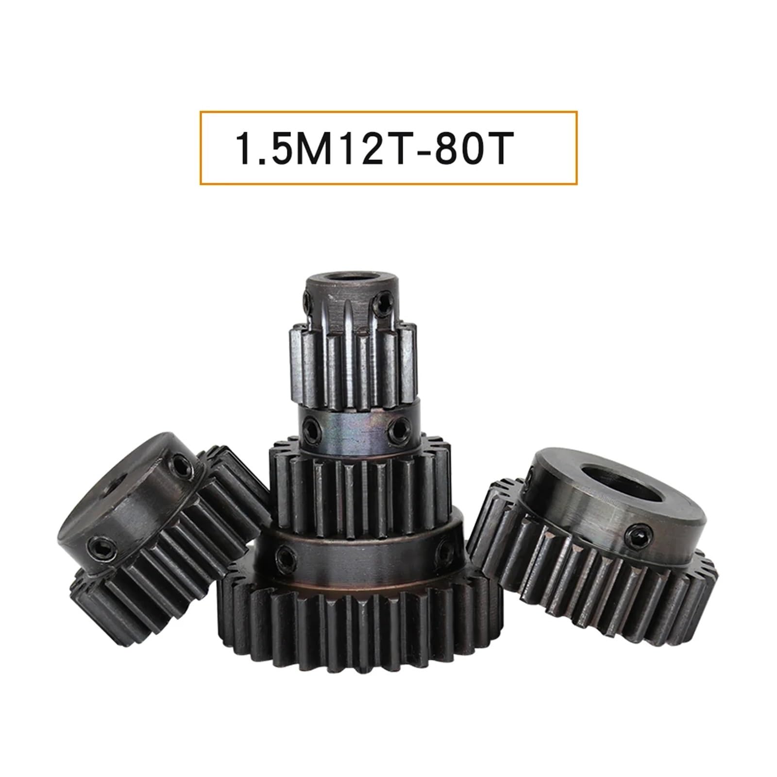 1 Uds engranaje cilíndrico 1,5 M-60T/65T diámetro 12/14/15/16/17/20mm espesor de los dientes 12mm engranaje de tornillo sin fin de acero al carbono ennegrecido for Motor eléctrico(10 mm,1.5M6
