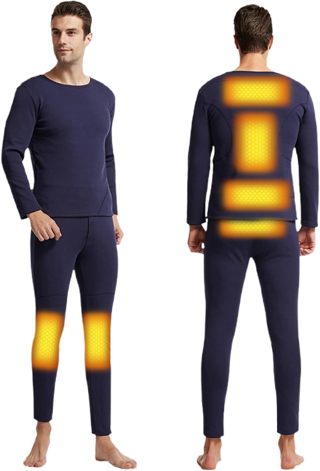 Electric Heated Thermal Underwear Set, Men's Thermal Baselayer Top Bottom Outdoor Hunting Heating Pants And Shirt