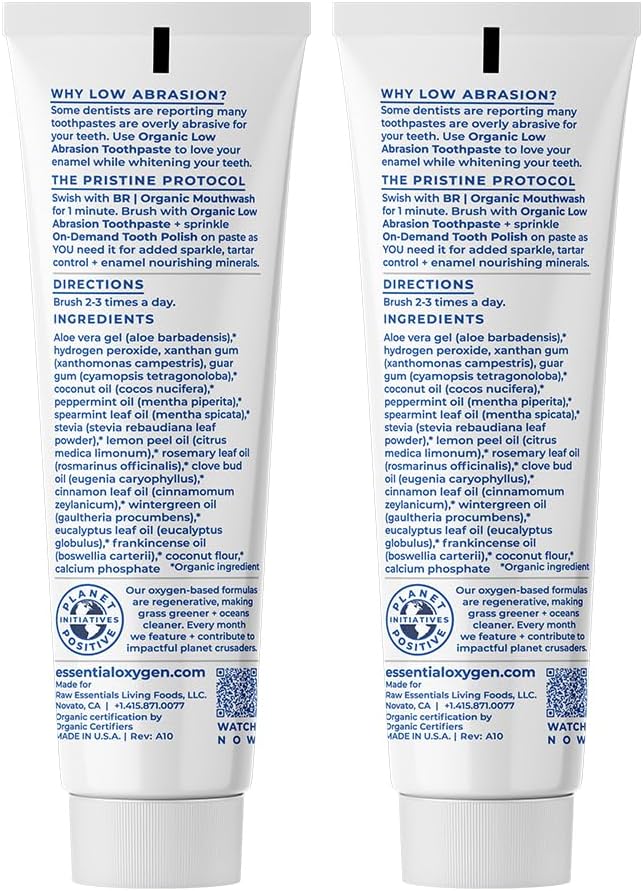 Essential Oxygen BR Certified Organic Toothpaste, for Whiter Teeth, Fresher Breath, Happier Gums, Tooth Sensitivity, Peppermint, 4 Ounce (Pack of 12) image 5