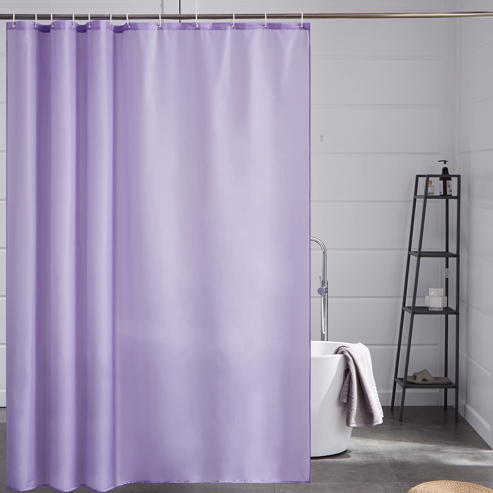 Cortinas Baño Blanca Antimoho Antibacteriano Impermeable Poliester Tela Lisa Lavable, con 12 Ganchos Plásticos, 180x200 Cortina. — view 23