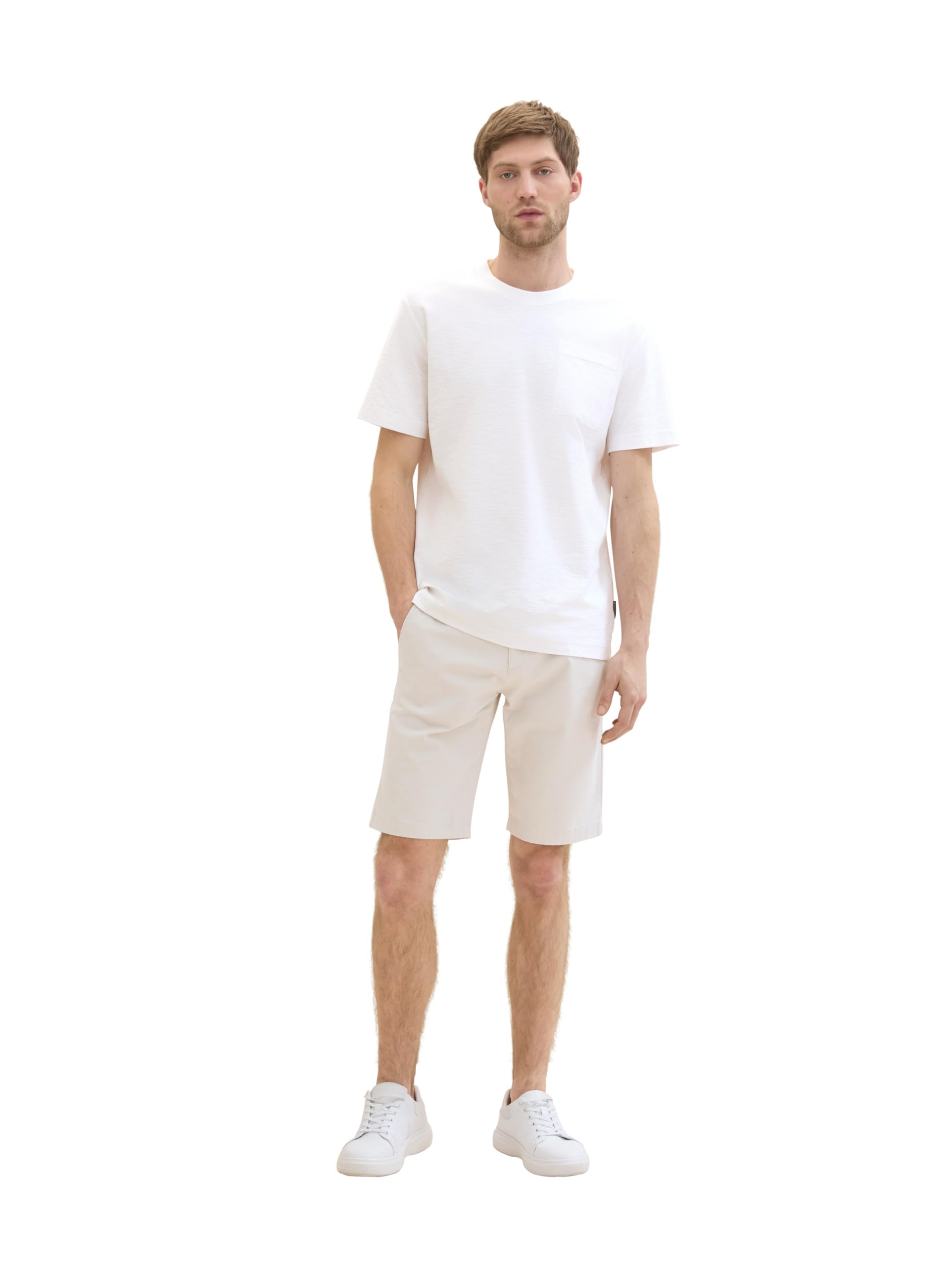 TOM TAILOR Herren Slim Fit Chino Shorts mit Gürtel, Light Cashew beige, 28 – Ansicht 2