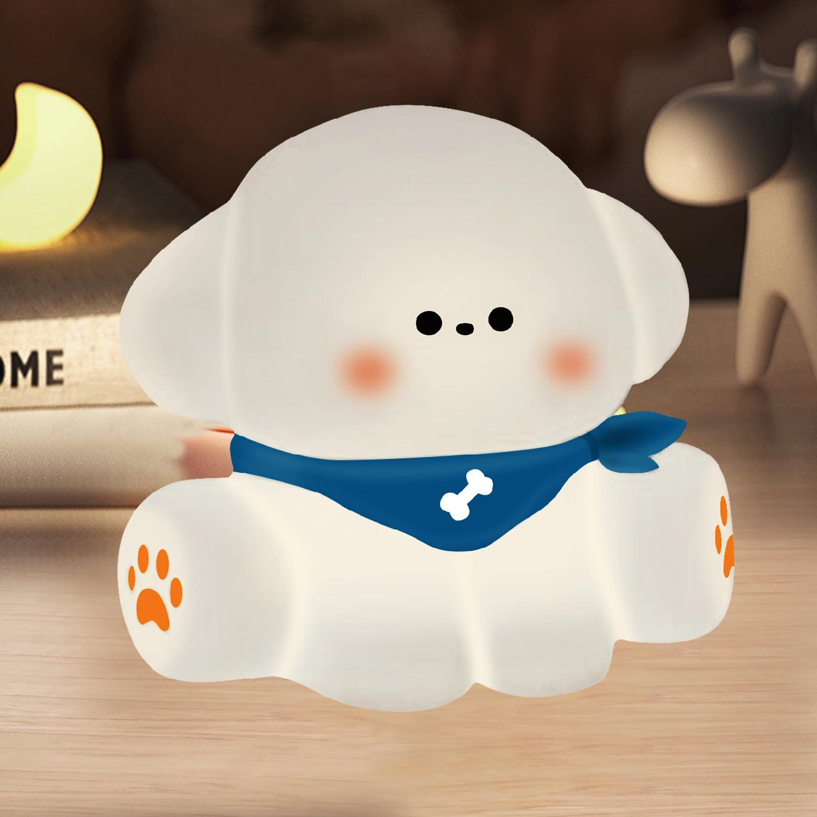 Kapee House Squishy Nursery Puppy Night Light, Cute Silicone Light for Toddlers, Rechargerable Dimmable Soft Touch Bedtime Baby Night Light, Portable and Safe for Newborns