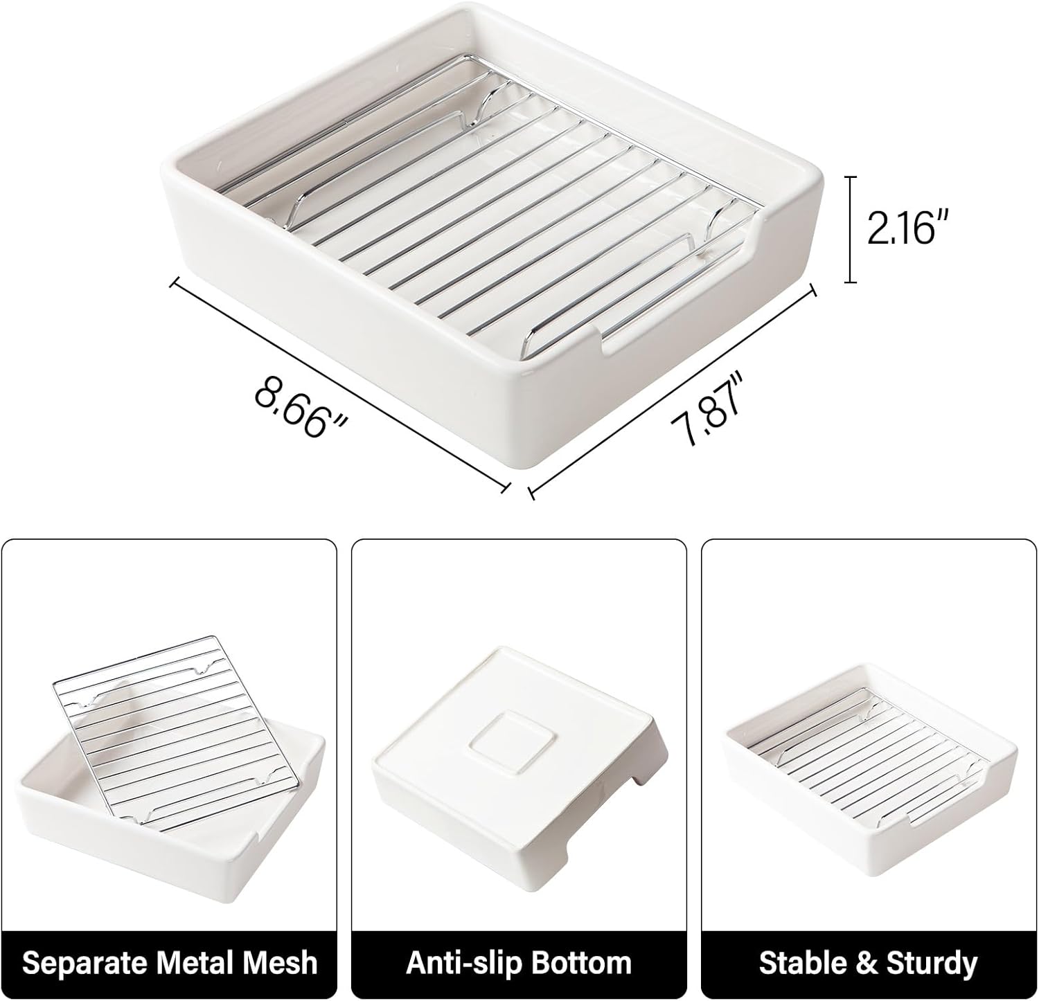 Ceramic Litter Box for Small Pets, Tip-Proof, Chew-Resistant, Ideal for Hamster, Guinea Pig, Sugar Glider, Hedgehog, Syrian Hamster, Chinchilla, Gerbil, and Ferret (White)