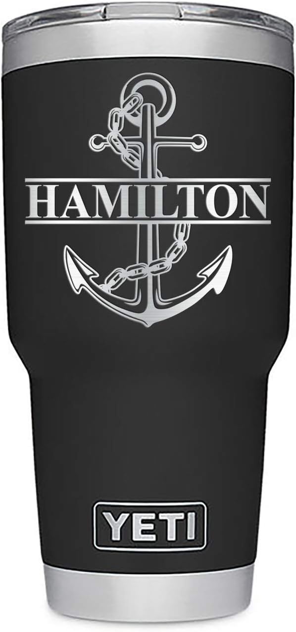 Personalized Black Stainless Steel 30 oz. Tumbler – Anchor Split, Custom Laser Engraved