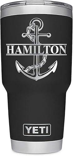 Vaso personalizado de acero inoxidable negro de 30 onzas – Anchor Split, grabado láser personalizado