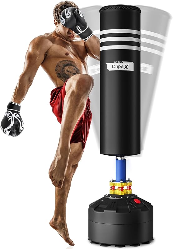 Dripex Free Standing Punching Bag for Adults, 69'' Heavy Boxing Bag with Stand, Boxing Equipment for Fight Camp Home Gym