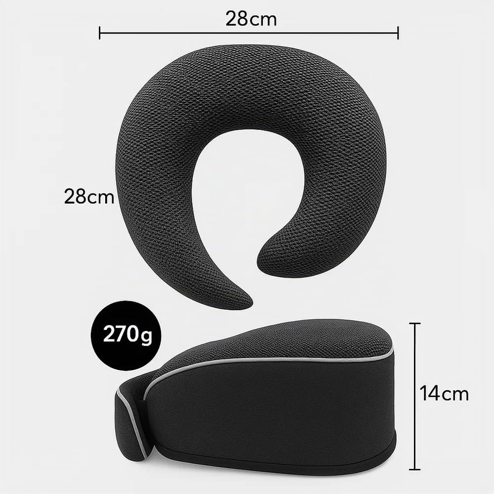 Cojín para el Cuello | Ideal después del trasplante de Cabello o para Viajar en Coche o avión | Contiene Extras como Antifaz para Dormir y protección auditiva