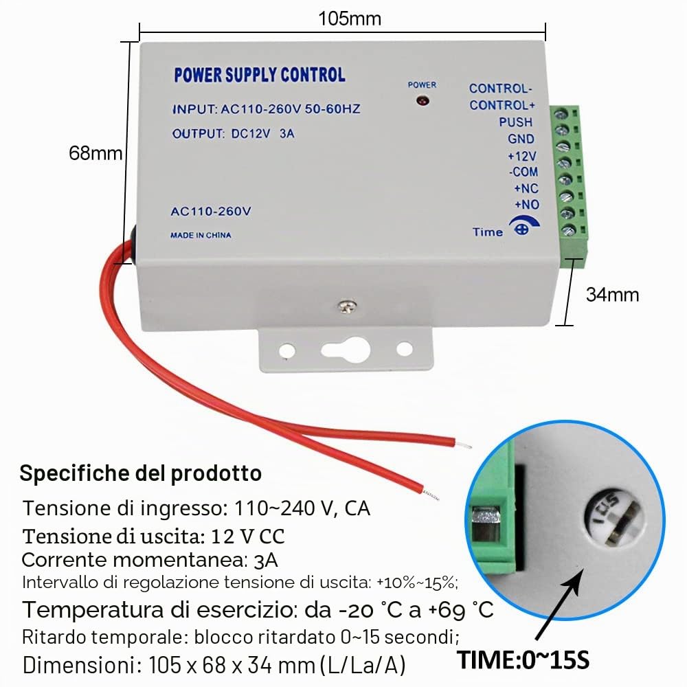 TUYA Kit di Controllo Degli Accessi Impermeabile,Tastiera Touch RFID,Serratura Elettronica a Chiave,Alimentazione 3A,Pulsante del Cambio,Campanello Cablato,15 Chiavi da 13,56MHz