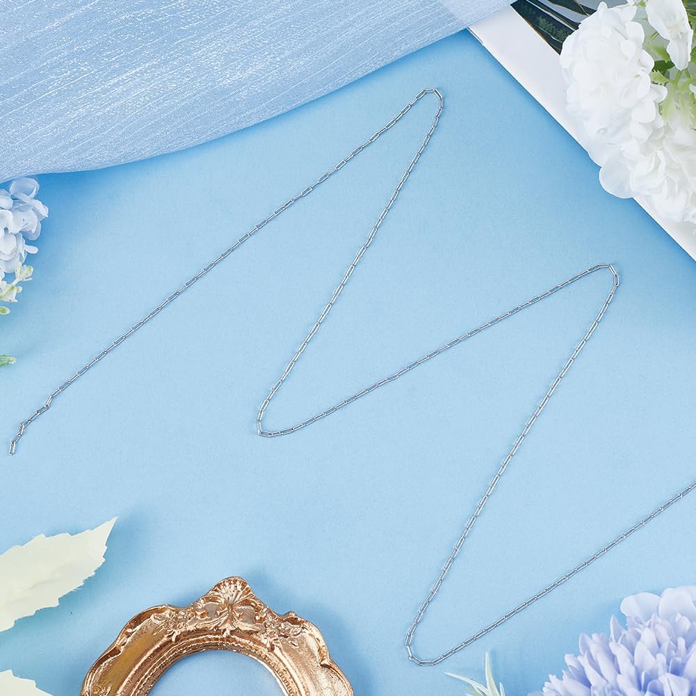 Beebeecraft 1 Box 1M Paperclip Chain Sterling Silver Oval Link Necklace Chains for Bracelet DIY Jewellery Making