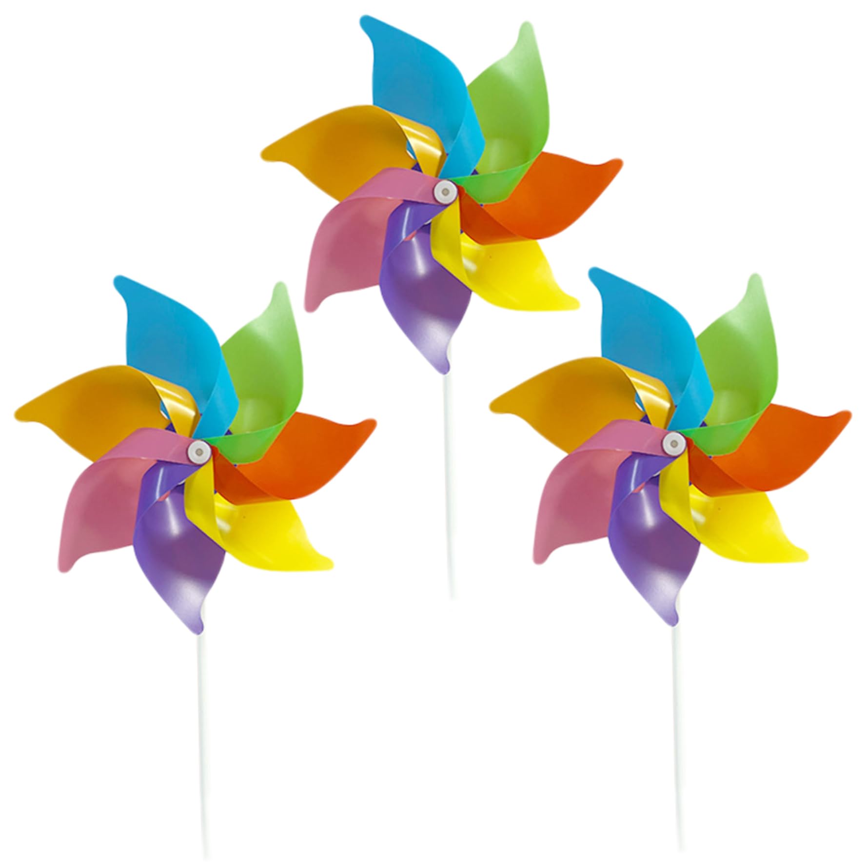 3PCS Pinwheels 15" Rainbow Pinwheels for Kids with Stakes for Yard and Garden Decorative Scare Birds Away for Lawn Patio Outdoor Picnic Party, for