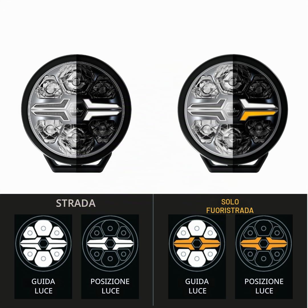 HELLA VALUEFIT 1FJ 357 198 – 071 – Blade Black 7" – 12/24V – rotondo – Numero di riferimento: 50 – Attacco – ECE-148/ECE-149 – Colore del vetro: trasparente – Cavo: 500 mm – lato frontale