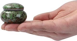 Small Urn for Human Ashes - 1.6'' Handicrafted Urn - Beautiful Tiny Keepsake Urns - Mini Urn Made of Ceramic - Hold 1.2 Cubic Inches of Ashes (Blue) (Green)