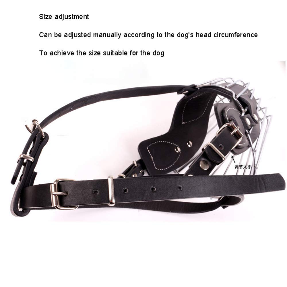 Bozal para Perros, Bozal de Metal Ajustable for morder: Protector bucal Seguro for Perros pequeños, medianos y Grandes