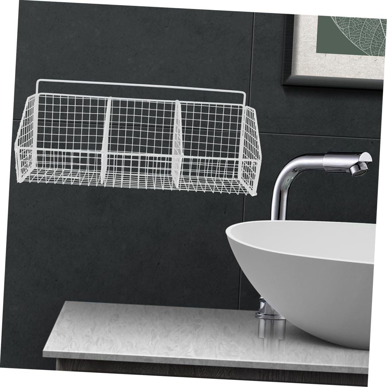 2pcs Wall Hanging Basket Kitchen Storage Rack Carbon Steel Hanging Wall Mounted Organizer with Compartments Space Saving Fruit Vegetable Holder