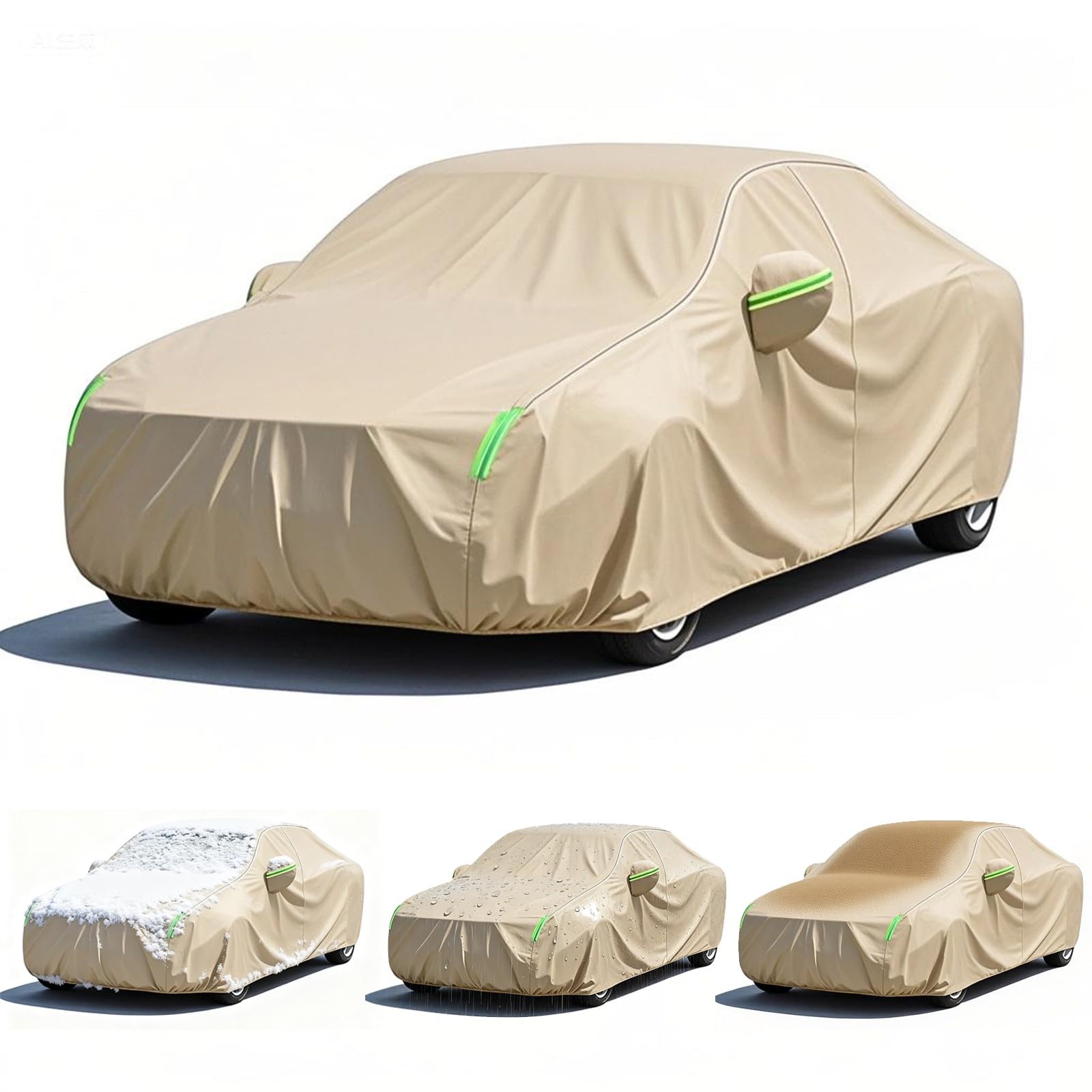 Car Cover Winter for Chevrolet Camaro Car Covers Waterproof All Weather,Outdoor Sun Rain UV Dust Snow Protection,with Door Zipper-Beige