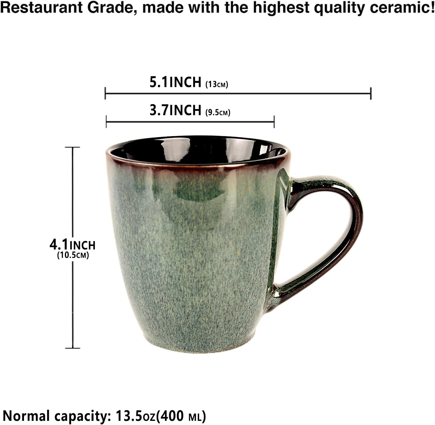 13.5 Oz Coffee Mugs, Ceramic Coffee Mugs with Texture Patterns for Man,Woman,Dad,Mom, Modern Coffee Mugs Set of 4 for Latte/Cappuccino/Cocoa, Dishwasher&Microwave Safe