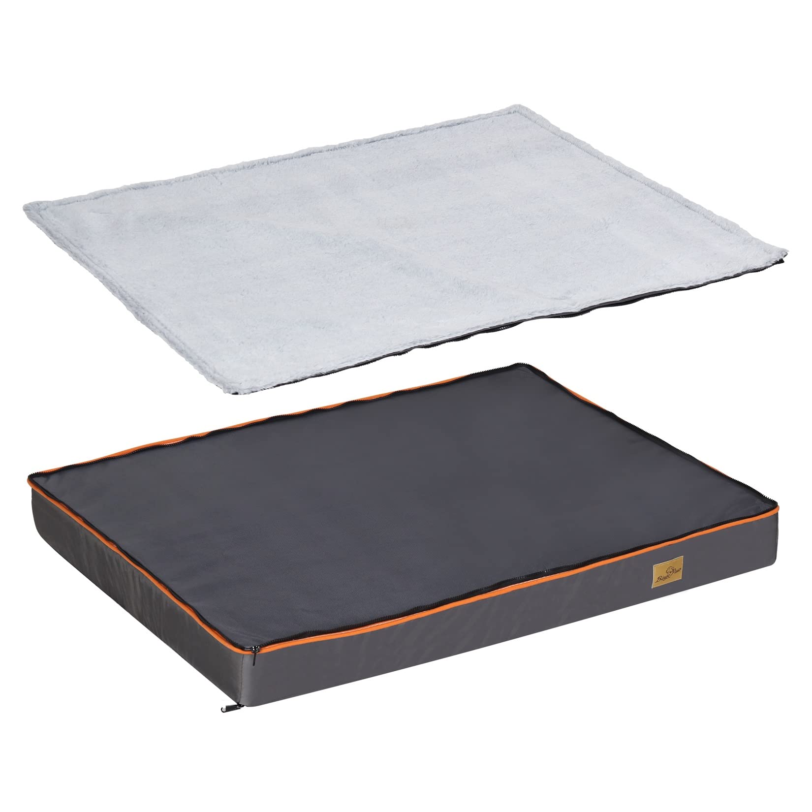 BingoPaw Cama Perro Grande Impermeable: 110x85x10cm Cama Colchoneta Colchón Perro con Funda Desenfundable y Lavable Espuma Viscoelastica Ortopedica y Manta de Felpa Suave Desmontable Armado en el Top