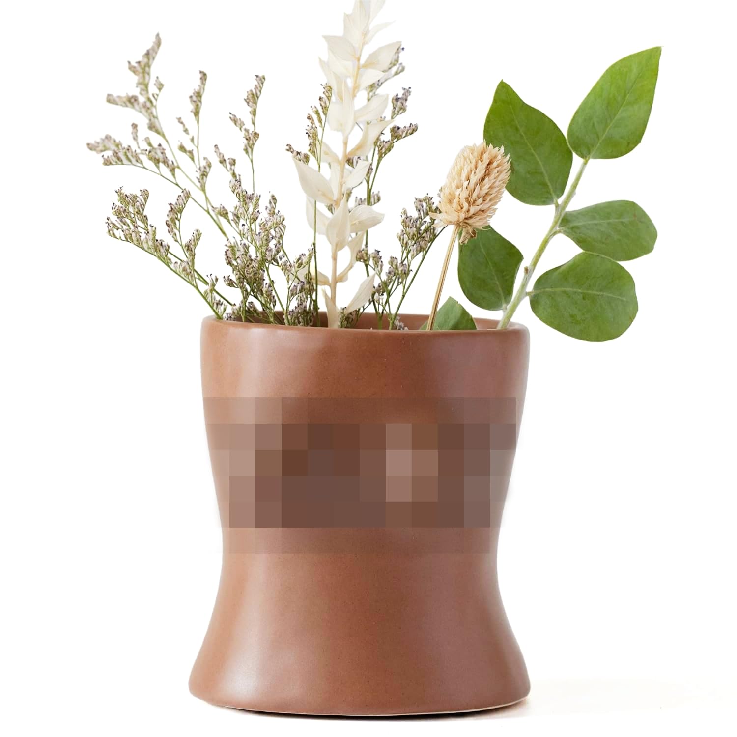 BASE ROOTS Home Decor Plant Pot, Aesthetic Room Decor Flower Vase, Boho Planter for Indoor Plants, Clean Girl Aesthetic Flower Pot for Living Room & Bedroom Decor, Ceramic Vase for Apartment Décor