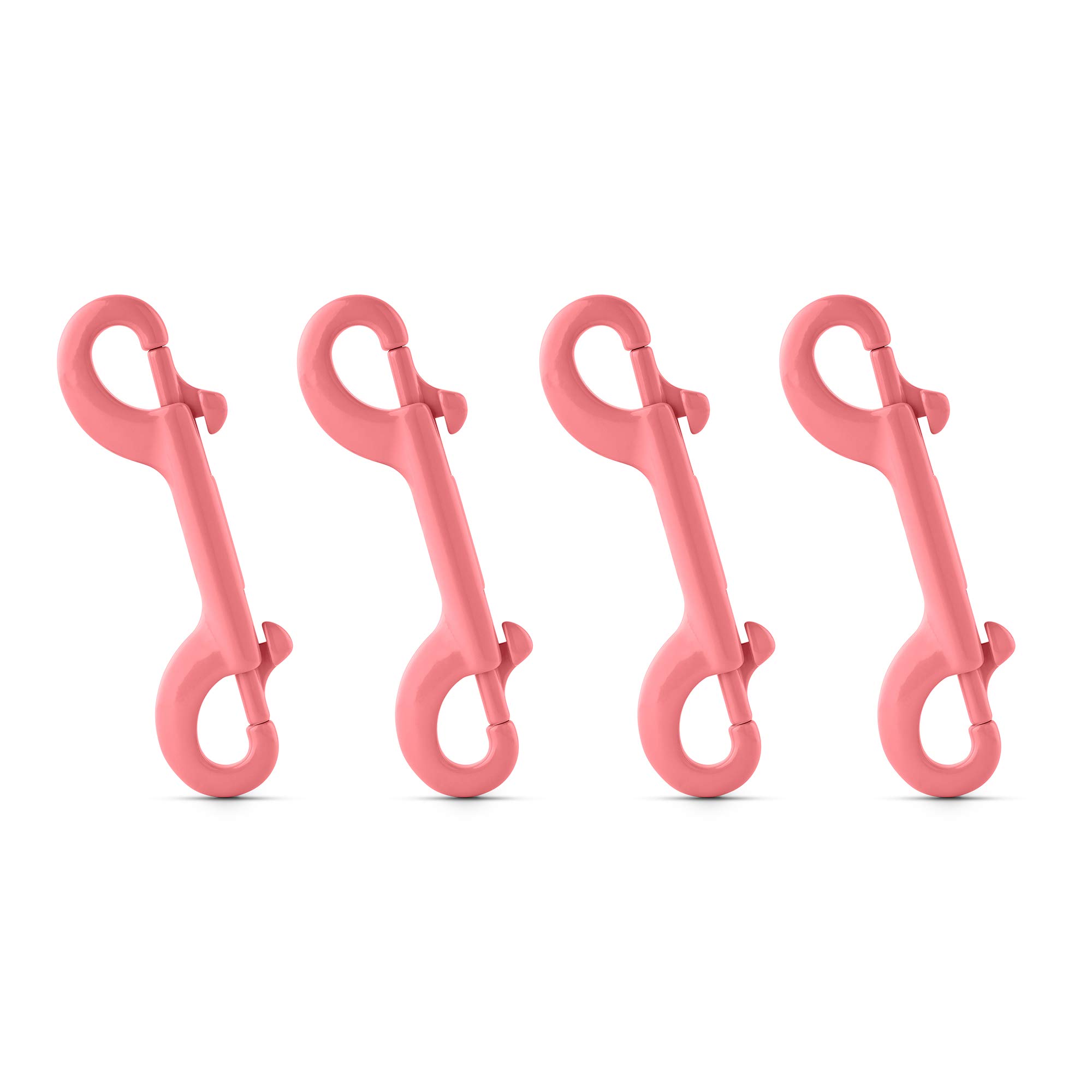 Flourish Pets - Stainless Steel, Multipurpose, Double Sided Bolt Snap Hook (Light Pink, 4-Pack)