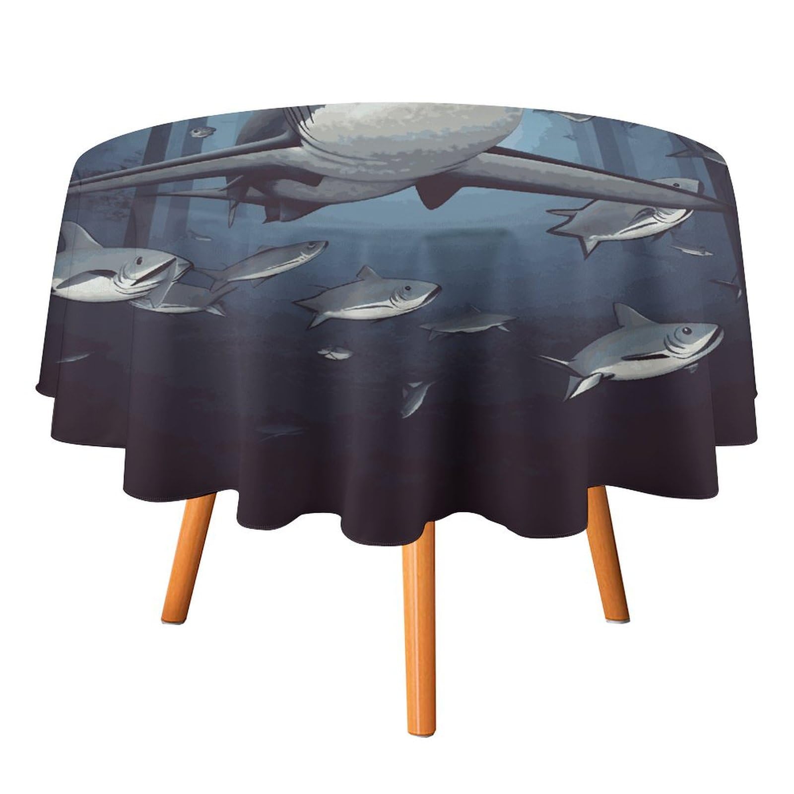Nappe ronde requins pour repas de vacances et anniversaire enfant