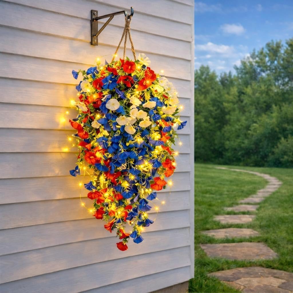 Amazon.com: Red White and Blue Flowers Artificial Flowers (with Flower ...