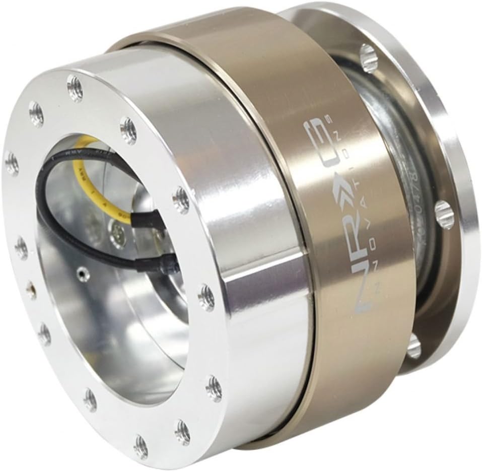 NRG Innovations Gen 1.5 6-Holes Racing Steering Wheel Quick Release Adapter With Mounting Bolts, Titanium Chrome Ring, NRG-SRK-100TI