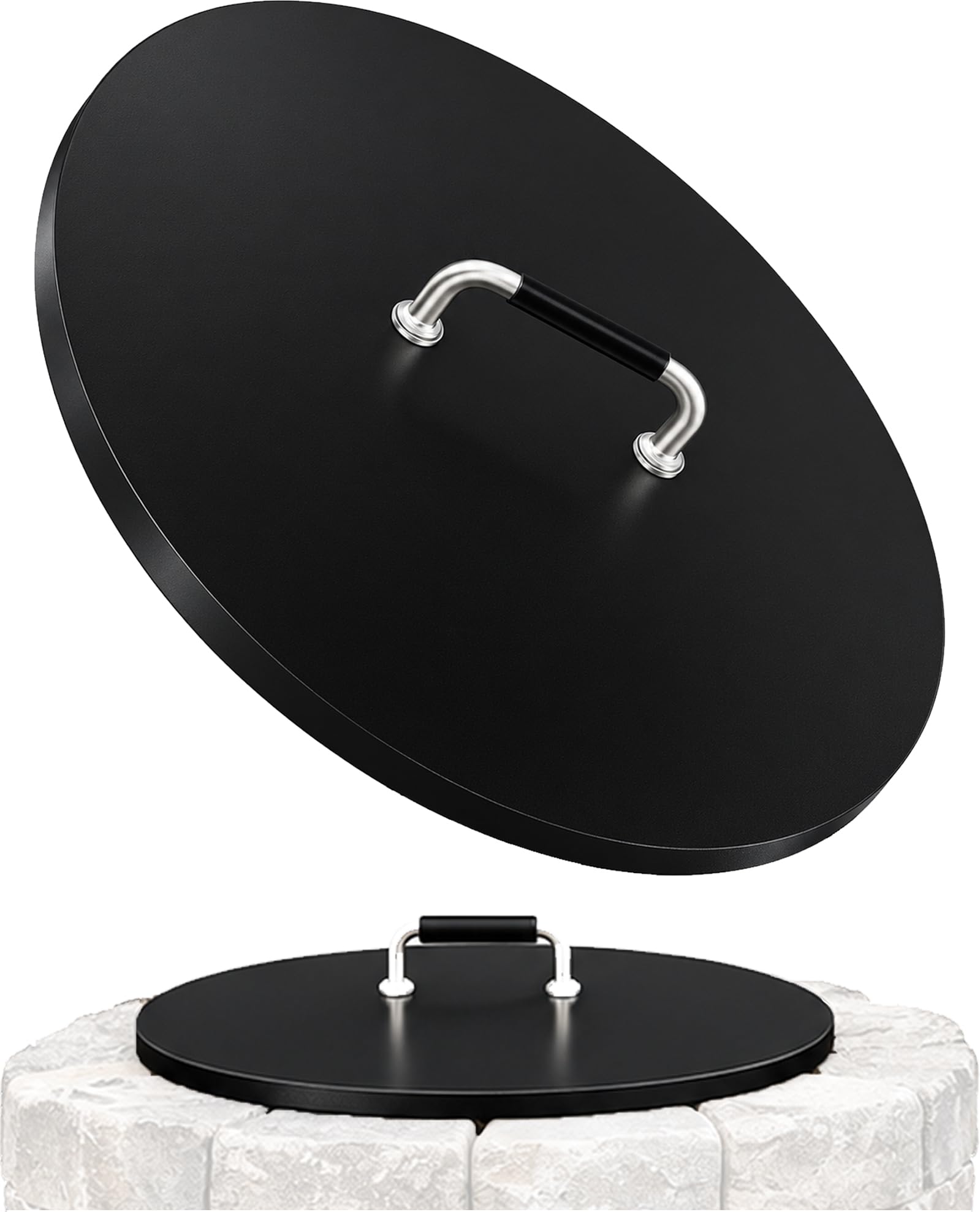 28 inch Fire Pit Round Metal Cover for Outdoor Built-in Stone Fire Pit