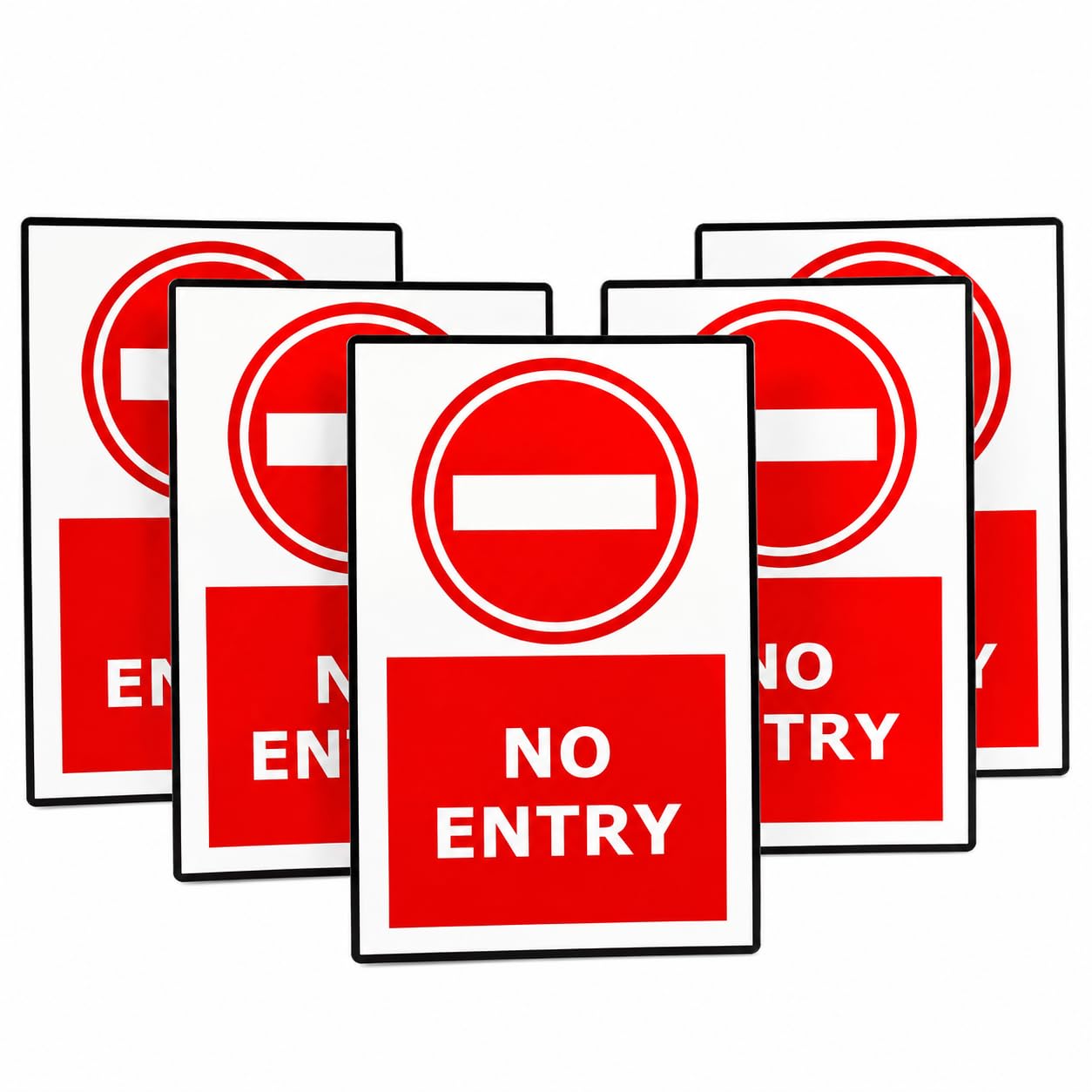 No Entry | 40cm x 30cm | Red/White - PVC Plastic Sign for Restricted Areas, Private Property, Security Zones, Traffic Control | UK-Made with Renewable Energy | Low Carbon Footprint - x5 โ image 1