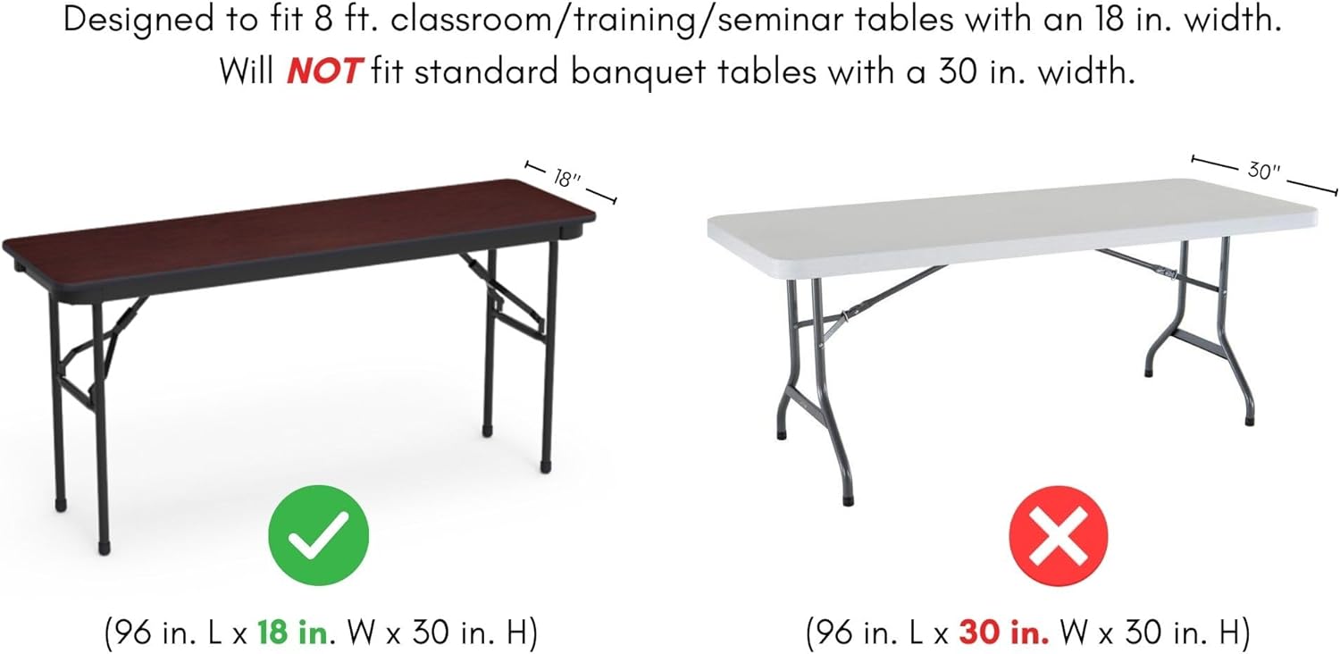 YOUR CHAIR COVERS - 8 ft X 18 inch Fitted Open Back Polyester Rectangular Tablecloth - Black