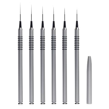 Nail Art Liner Brushes,6Pcs liner brush for nails gel Tiny Details, Fine Drawing, Delicate Coloring nail art liner brushes Sizes 5/7/9/11/20/25mm