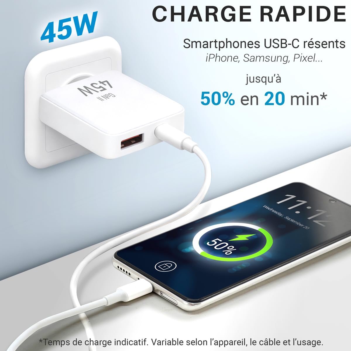 5 caricabatterie rapido 45 W compatto USB C e USB A – caricabatterie per iPhone 17 – ultima tecnologia GaN 2026 – presa di alimentazione per iPhone, Samsung e computer portatili, colore: bianco