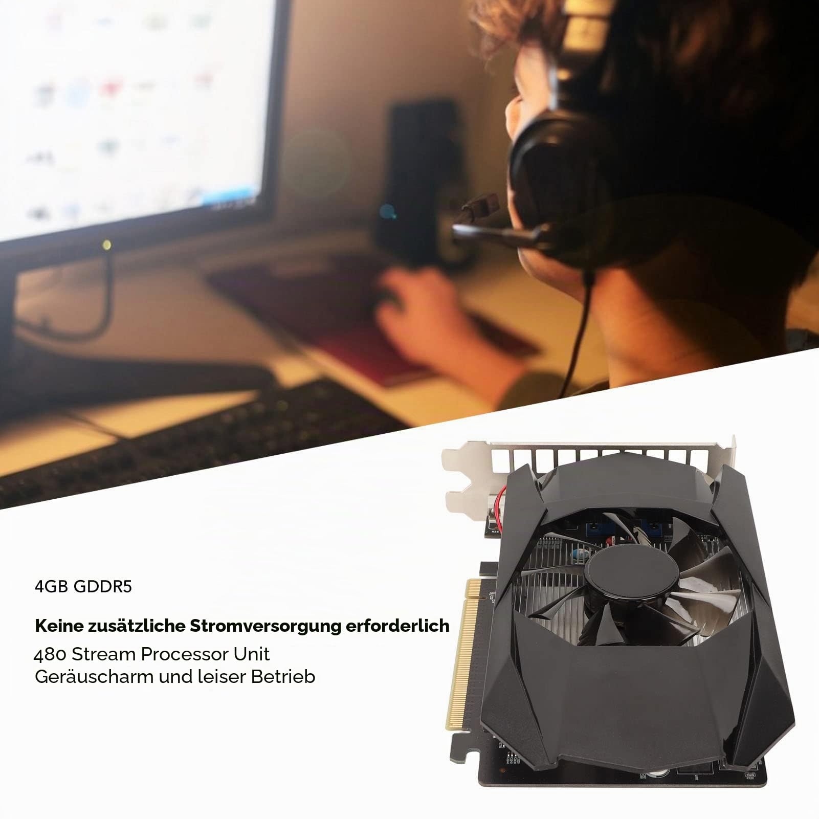 Vikye DDR5-Grafikkarte, Computer-Grafikkarten Unterstützen DirectX 11 PCI Express X16 2.1 Gaming-Grafikkarten, 4 GB 128 Bit 1000 MHz Kernfrequenz