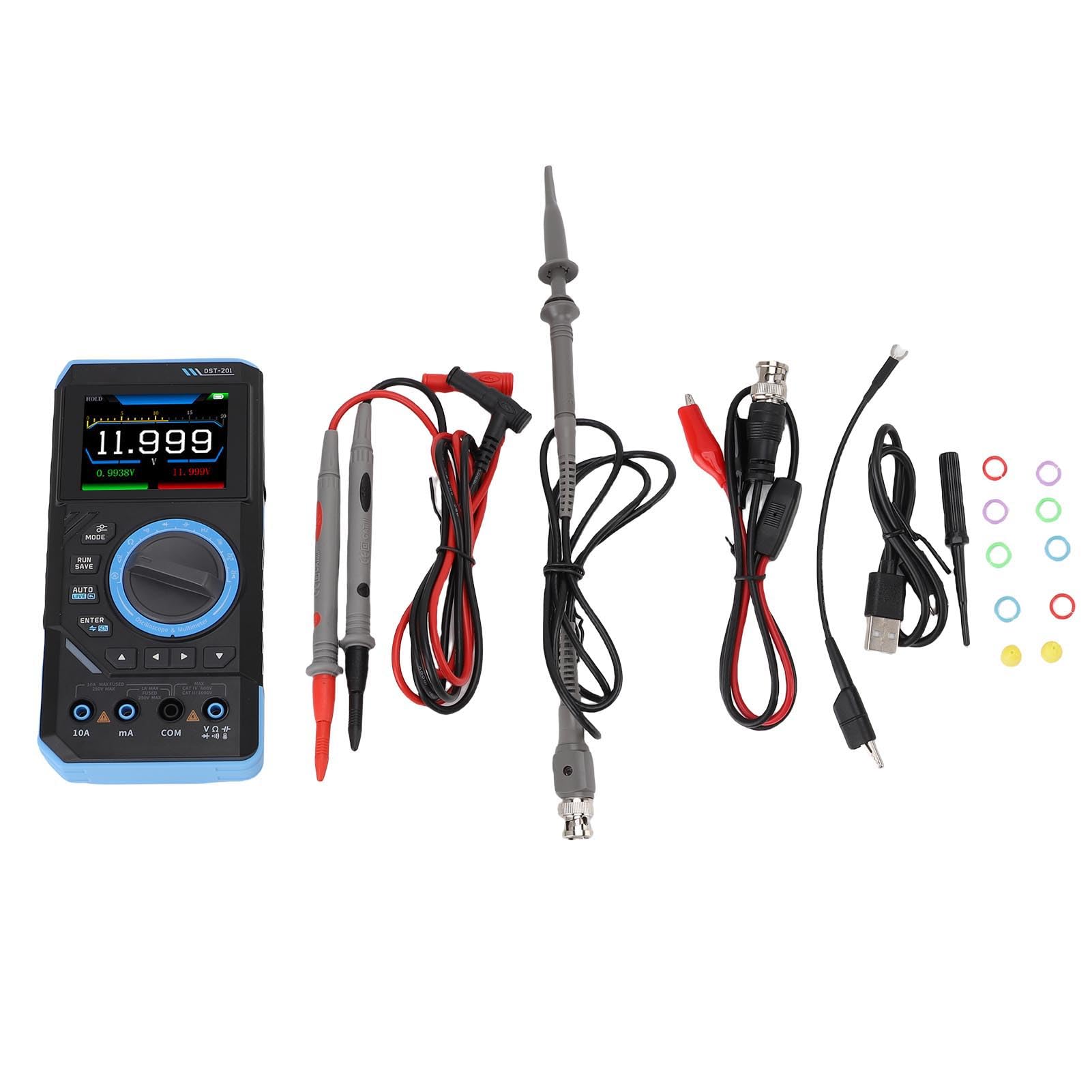 Tangxi Tragbares Digitales Oszilloskop-Multimeter, Analoger Signalgenerator mit 2 Sonden für Labor und Ausbildung, 1 MHz