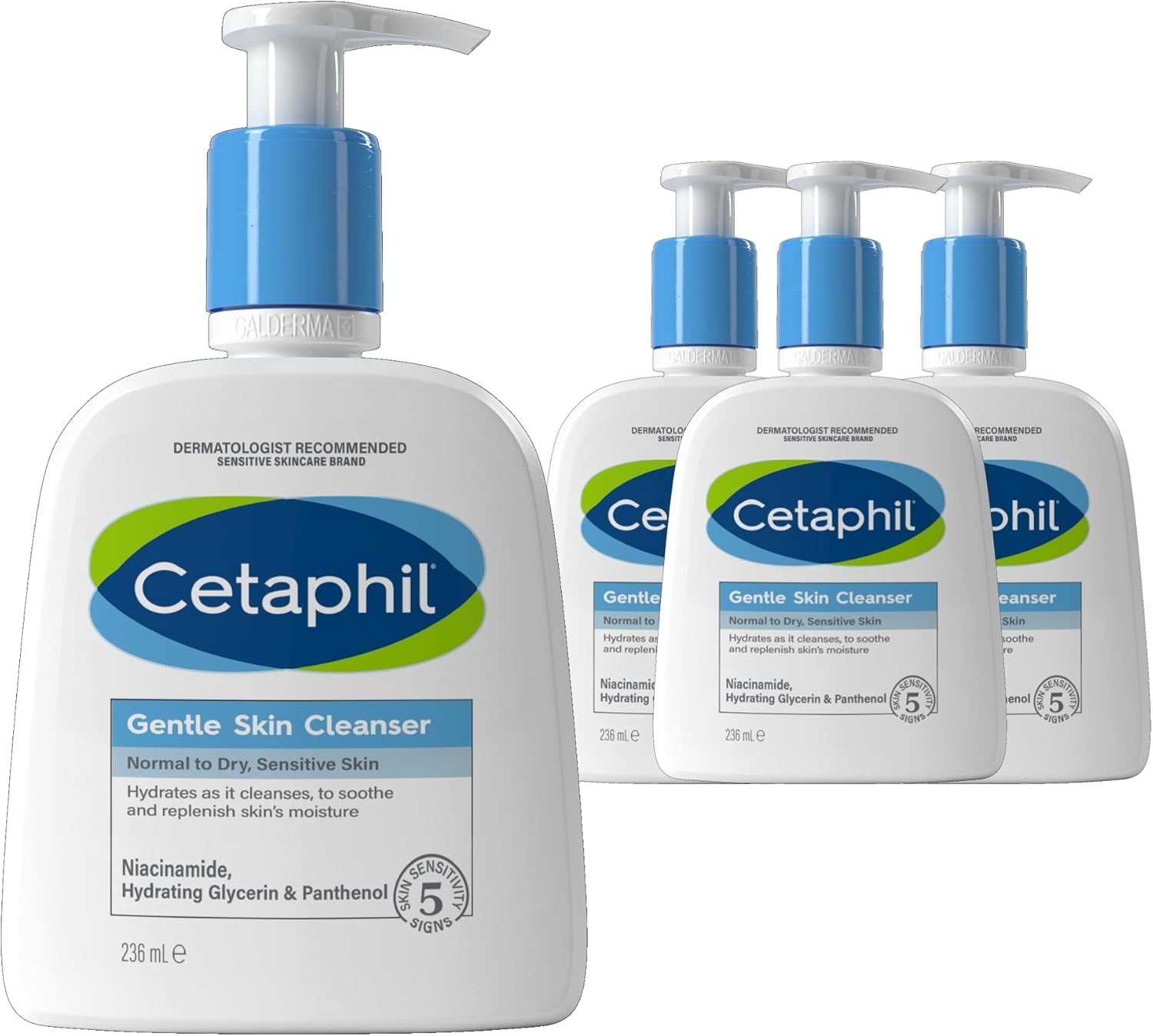 Cetaphil Gentle Skin Cleanser, Face & Body Wash, for Normal To Dry Sensitive Skin With Niacinamide & Glycerin, Soap Free
