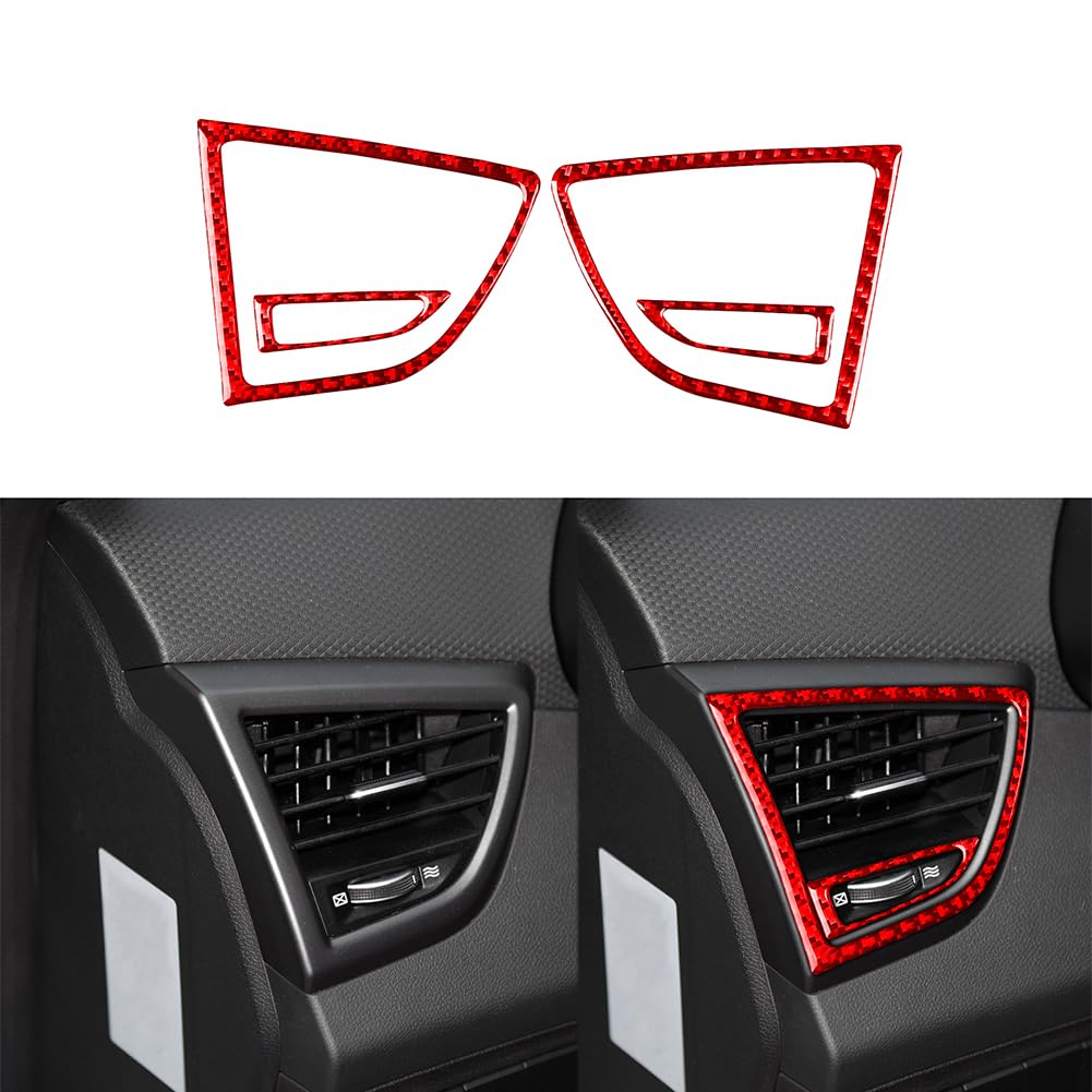 Car Dashboard Air Vent Outlet Premium Real Carbon Fiber Sticker Decal Compatible with Hyundai Veloster 2012 2013 2014 2015 2016 2017 Red Accessories