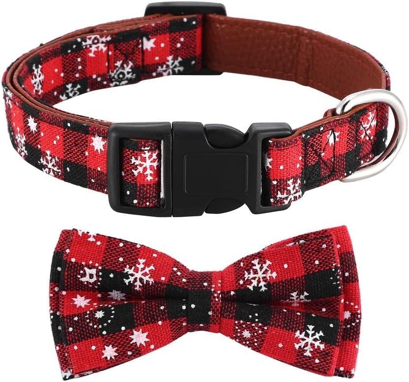Asvin - Collar de Navidad para perro, con corbatín, suave, cómodo y ajustable, para perros pequeños, medianos y grandes, Navidad