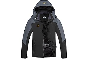 POOLULY Men's Ski Jacket, Waterproof Warm Winter Mountain Windbreaker Hooded Raincoat Snow Jackets