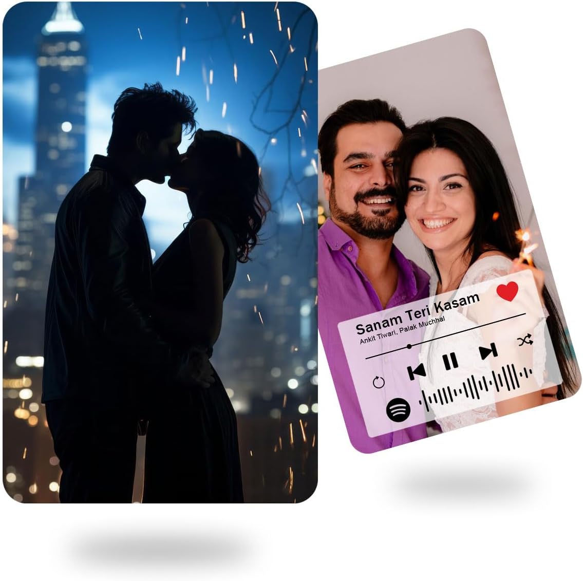 Customized Photo Wallet Card - with Scannable Spotify Song Code | Durable PVC | Double-Sided Print | Credit Card Size (55mm x 85mm)(D2 - Overlayed Back Design)